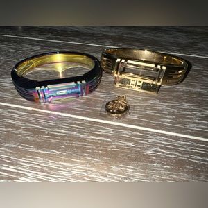 Set of two Tory Burch x Fitbit bracelets: gold & rainbow iridescent. Great Cond!